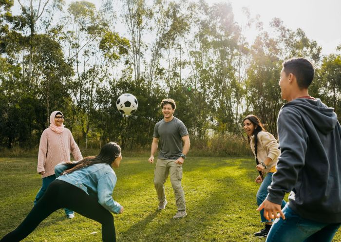 Young people enjoying a day out, Western Sydney Parklands, Eastern Creek