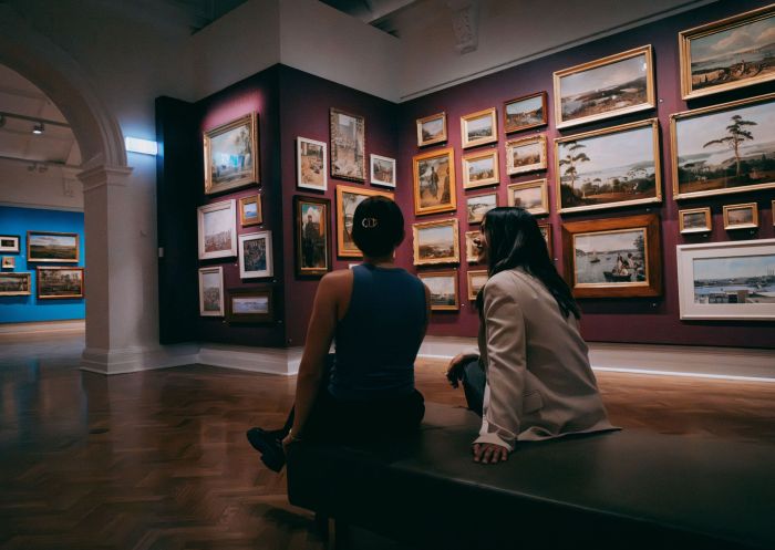 Friends exploring the Paintings Gallery, State Library of New South Wales, Sydney
