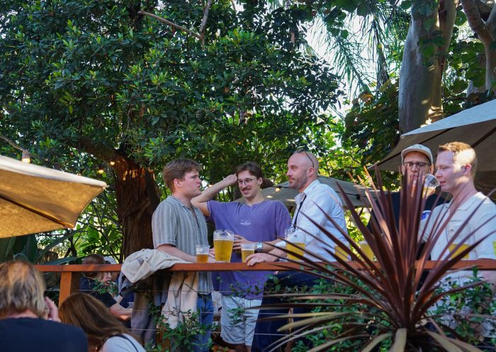 Men drinking beer in the beer garden, The Golden Barley, Enmore -  Credit: Karolin Saaliste