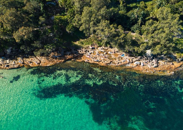 Aerial view of rocks by water, Salmon Haul Reserve, Cronulla