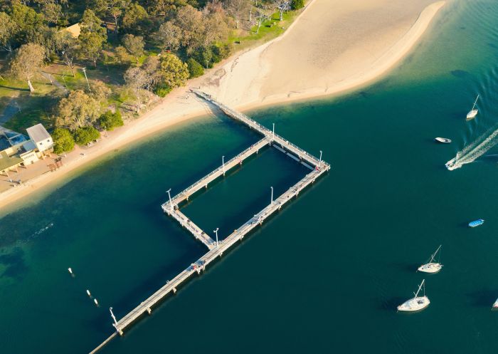 Aerial view of water and pier bath, Gunnamatta Bay Tidal Baths, Cronulla