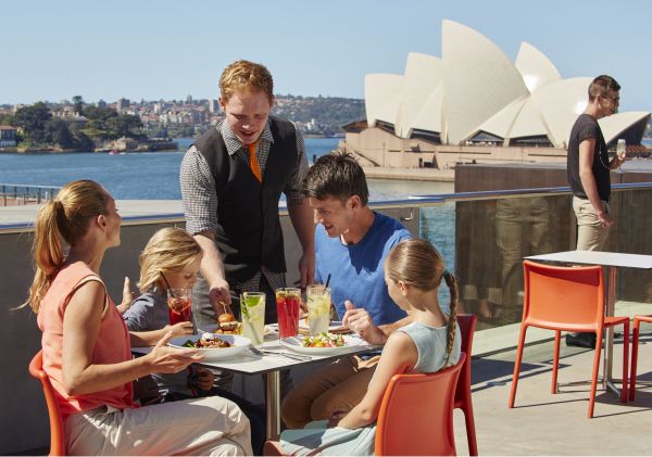 Family dining at the Museum of Contemporary Art (MCA) Cafe in The Rocks