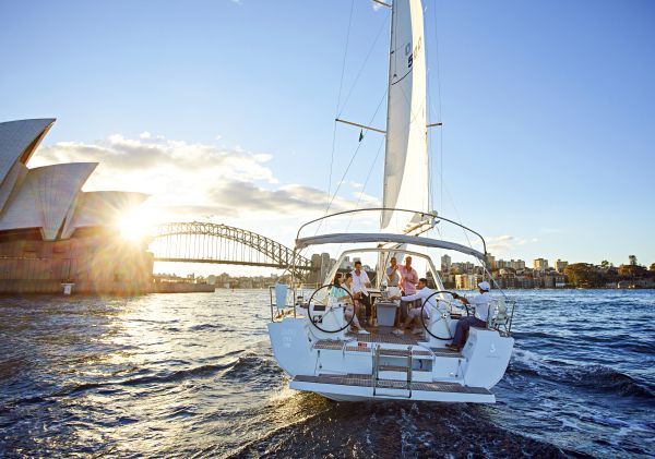 Friends sailing in Sydney Harbour, Sydney