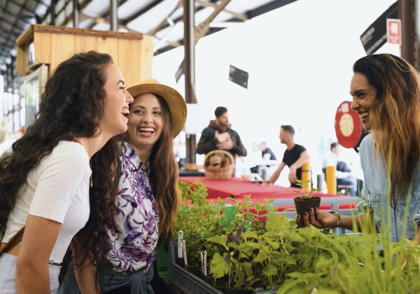 Women enjoying a day out at Carriageworks Markets in Eveleigh