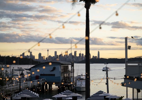 Scenic views across Sydney Harbour to the Sydney CBD from Watsons Bay Boutique Hotel, Watsons Bay.