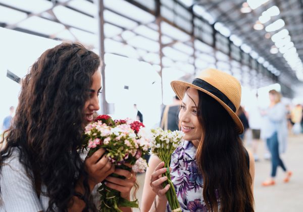 Friends enjoying a visit to the Carriageworks Farmers Markets, Eveleigh