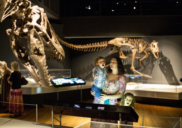 Mum and son exploring Australian Museum - Sydney