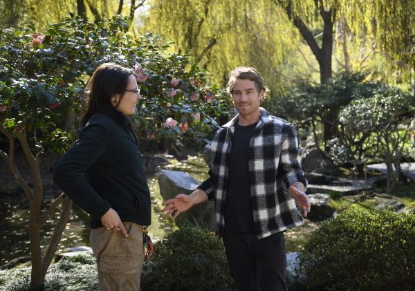 Hayden Quinn with Danijela Jaric, senior horticulturist at the Chinese Garden of Friendship, Darling Harbour