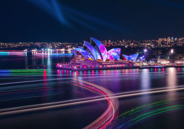 Austral Flora Ballet projected onto the Sydney Opera House during Vivid Sydney