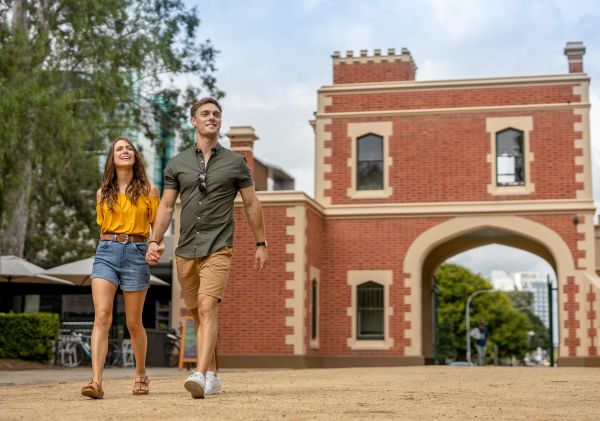Couple enjoying walk through Parramatta Park, Parramatta