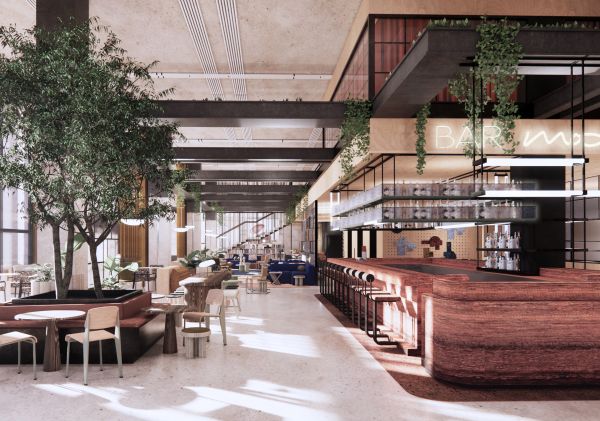 Render of the bar at Moxy, Sydney Airport 