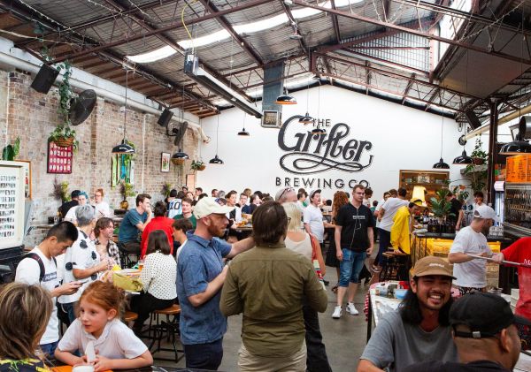 People enjoying a beer at Grifter Brewing Co, Marrickville