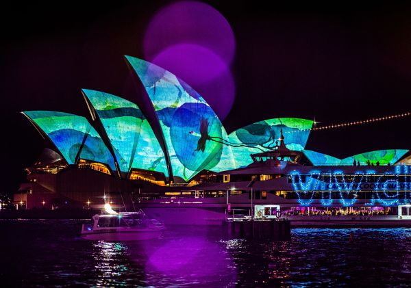 Life Enlivened (2023) by John Olsen and Curiious at Vivid Sydney 2023, Circular Quay