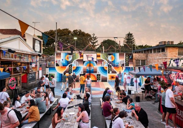 Groups enjoying outdoor dining at Vic on the Park in Marrickville