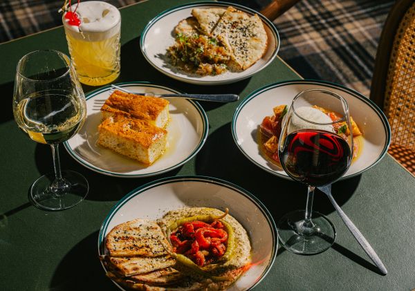 Table of food and wine, The Montague, Marrickville