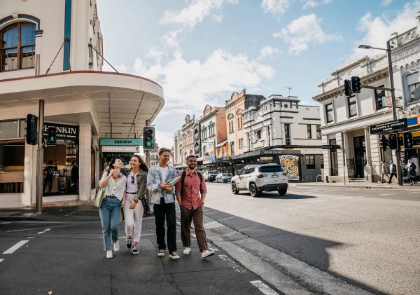 Young people walking, King Street, Newtown