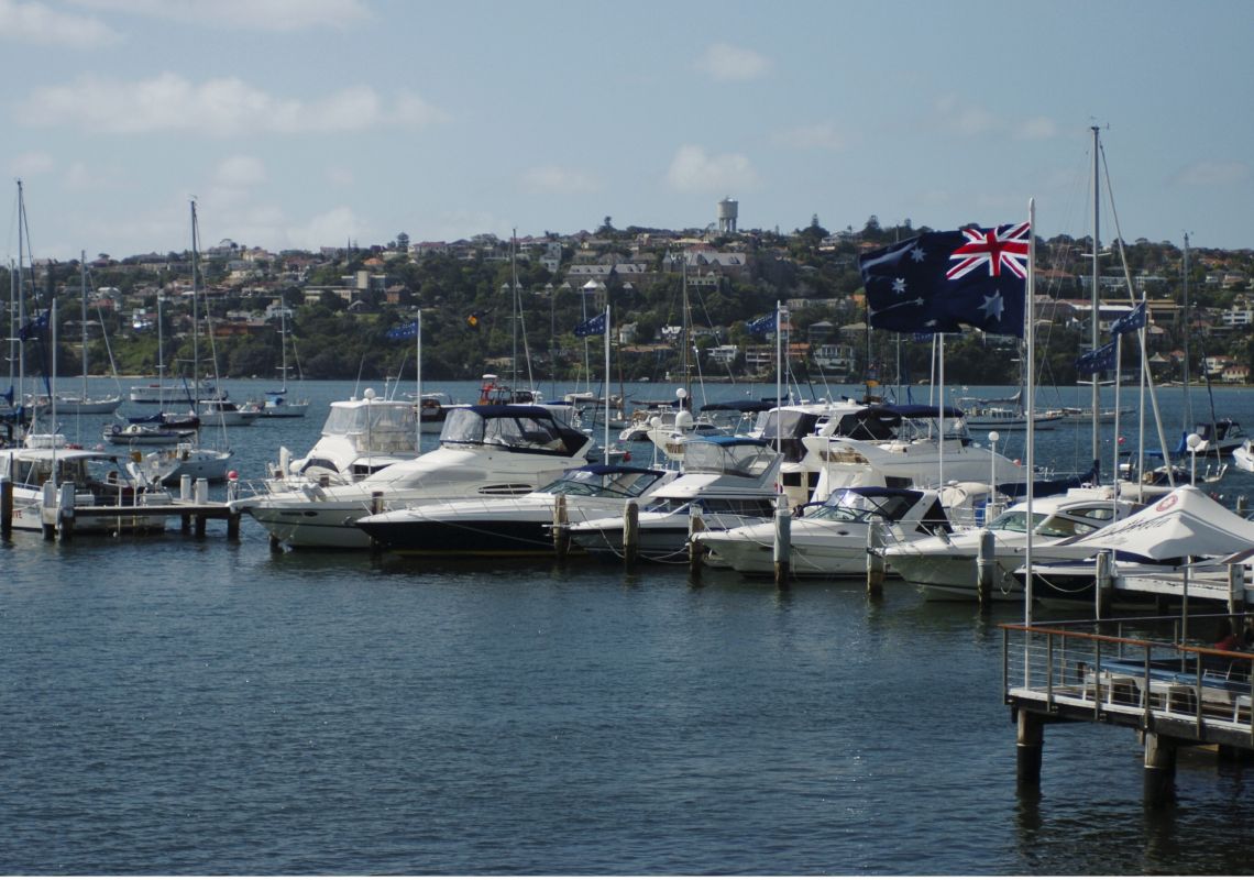 Double Bay Marina, Sydney View of boats moored at Double Bay Marina, Sydney