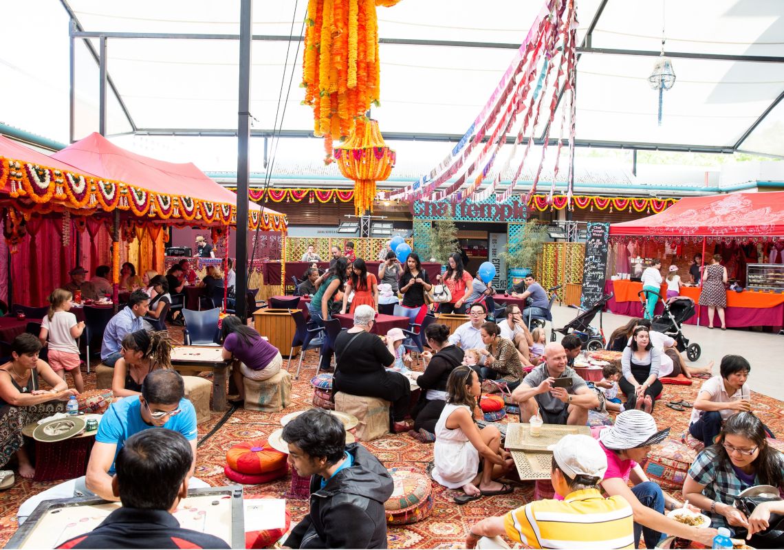 Pop-up chai cafe, Parramasala People relaxing at a pop-up chai cafe, Parramasala festival, Parramatta