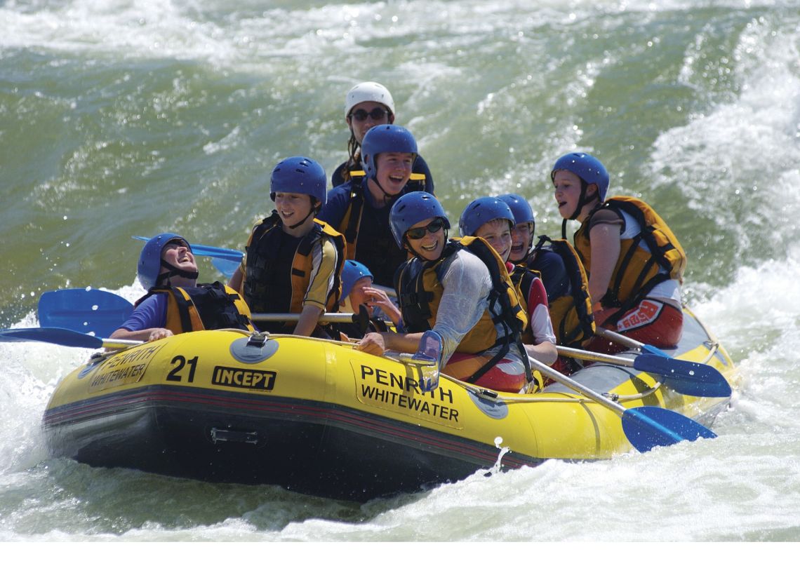 Penrith Whitewater Stadium, Penrith Group enjoying a day of whitewater rafting at Penrith Whitewater Stadium