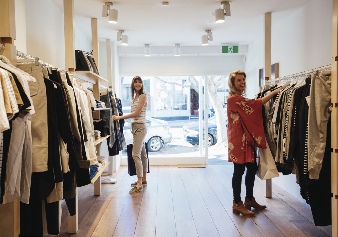 Friends shopping at Bassike in Paddington Shopping, Paddington