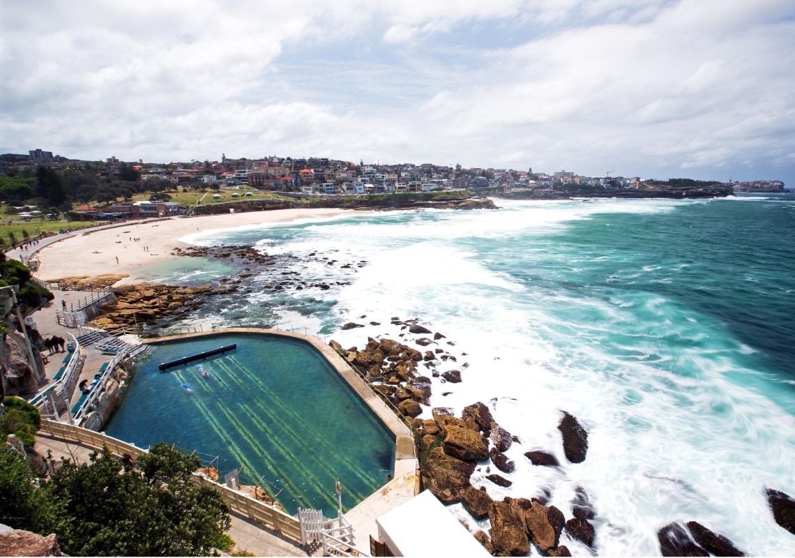 Bronte Beach, Sydney Views of Bronte beach and ocean pool, Sydney