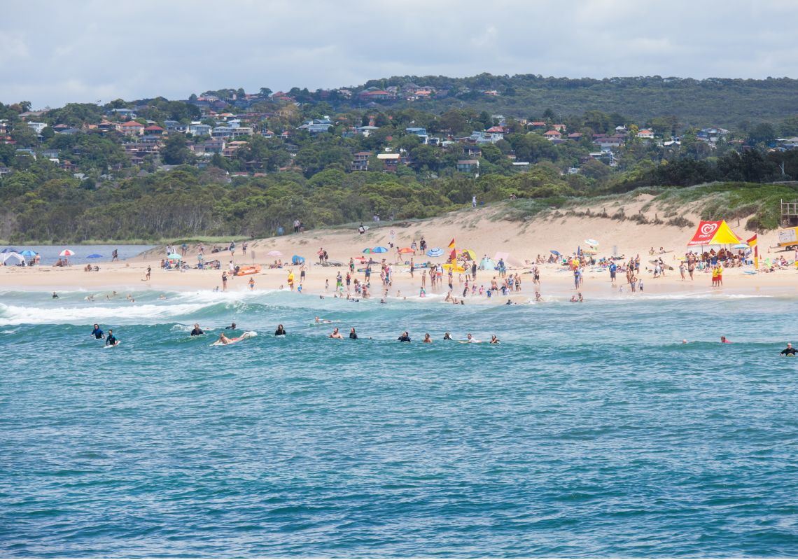 Beach goers enjoying Dee Why Beach on Australia Day 2016 Australia Day 2016