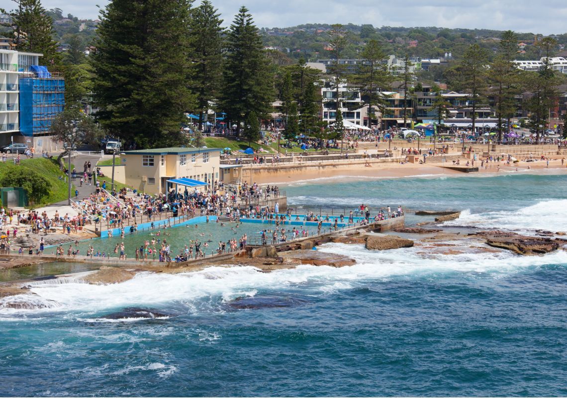 People enjoying Australia Day 2016 at Dee Why Rock Pool Australia Day 2016