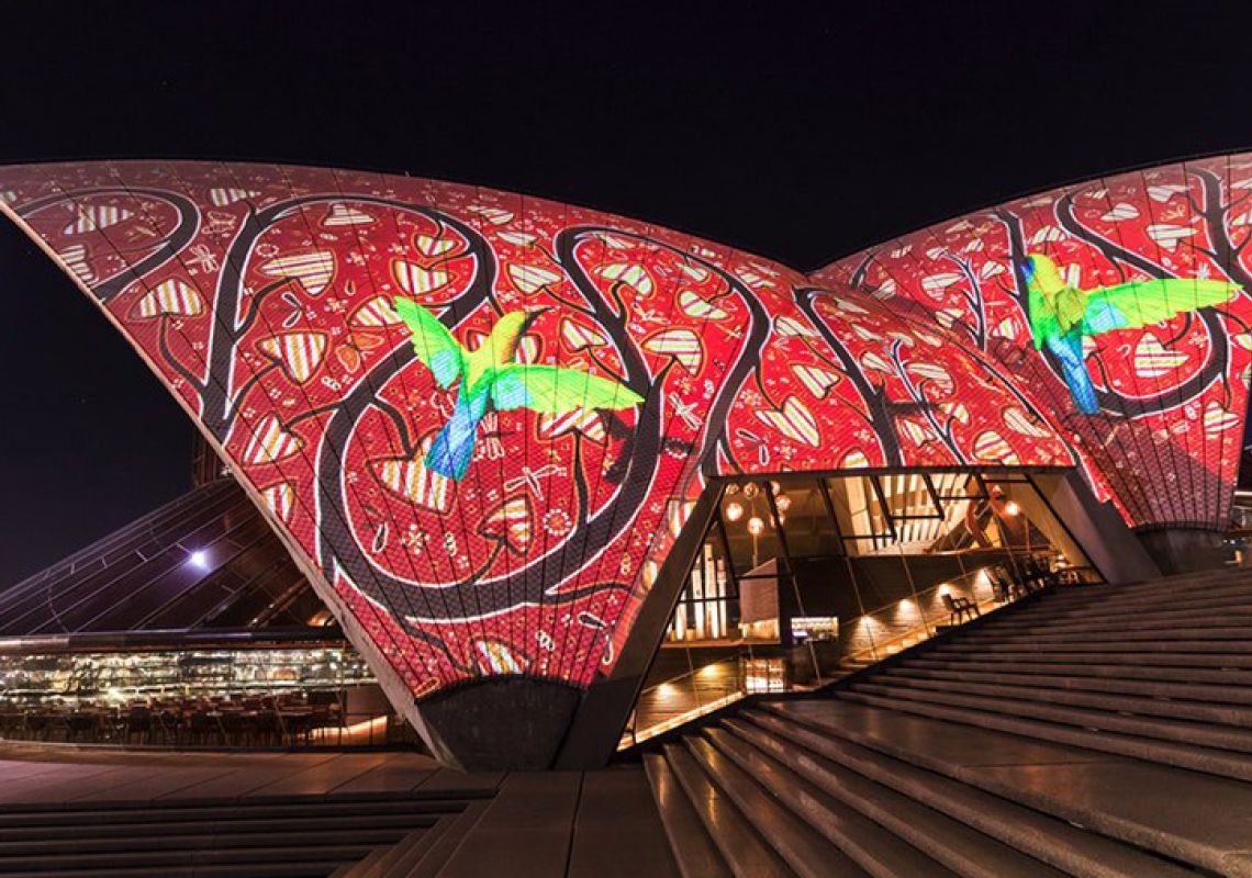 Badu Gili on the sails of the Sydney Opera House Badu Gili on the sails of the Sydney Opera House
