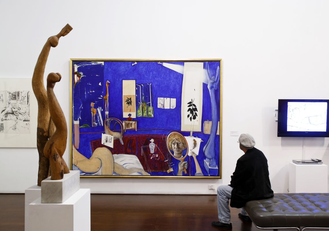 Brett Whiteley Studio in Surry Hills, Sydney A man admiring artworks at Brett Whiteley Studio in Surry Hills, Sydney