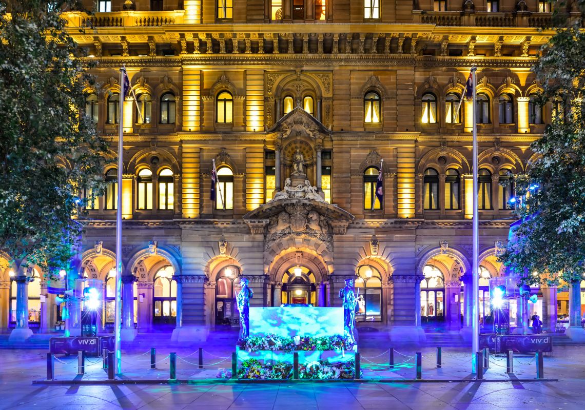 Cenotaph at Martin Place during Vivid Sydney Cenotaph at Martin Place during Vivid Sydney