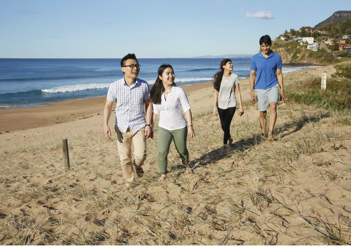 Students enjoying a day at Stanwell Beach in Wollongong Stanwell Park, Wollongong