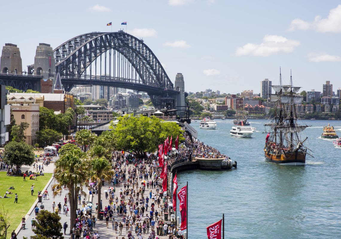 Crowds along Sydney Foreshore on Australia Day Crowds along Sydney Foreshore on Australia Day
