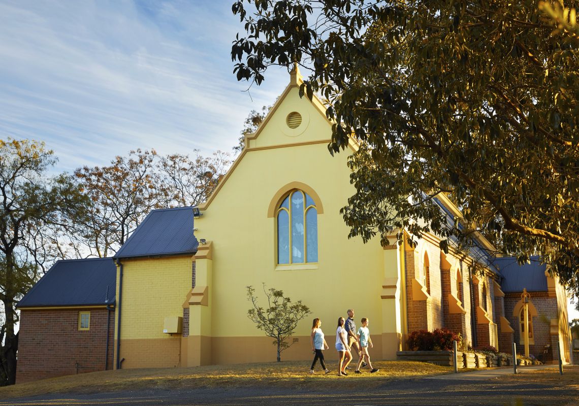 St Gregorys Church, Kurrajong Family exploring the historic St Gregorys Church in Kurrajong, Hawkesbury