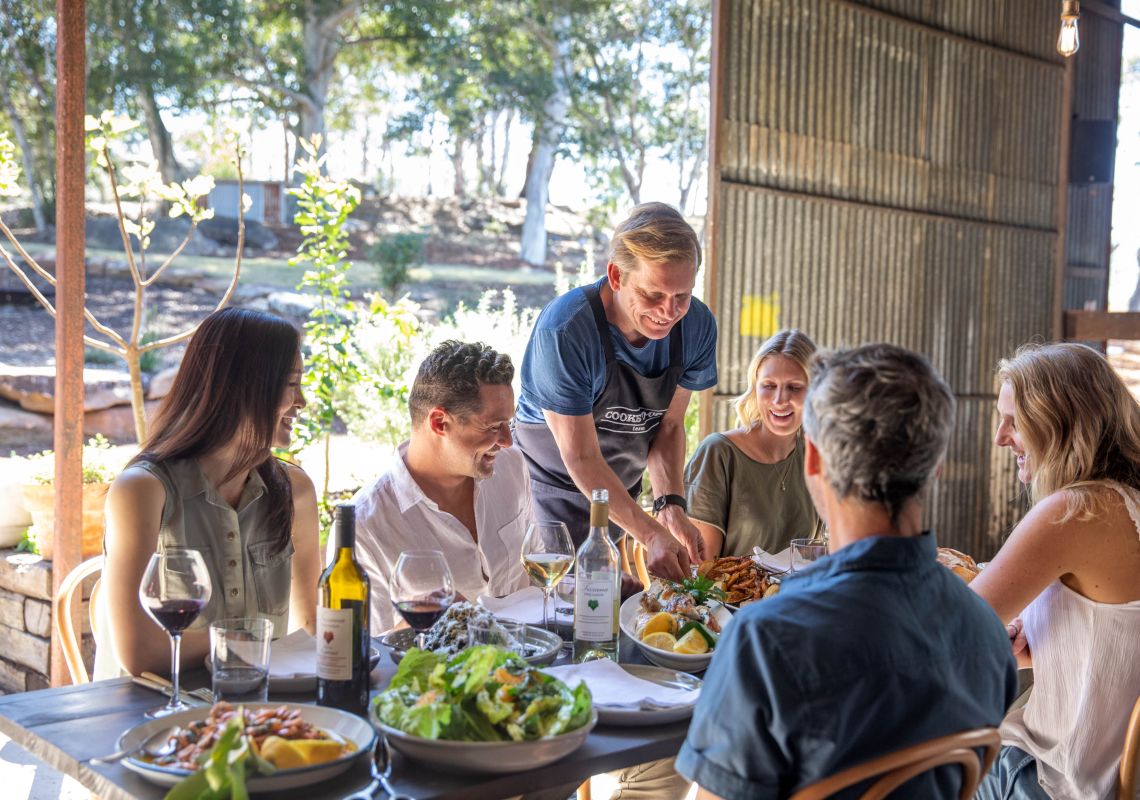 Friends enjoying a meal at the Cooks Shed in Sackville, Hawkesbury