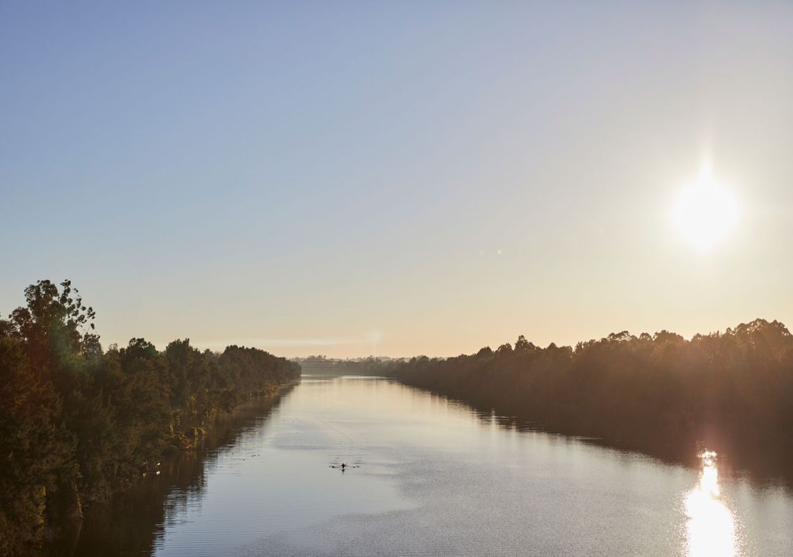 Sun rising over the Nepean River, Penrith in Western Sydney