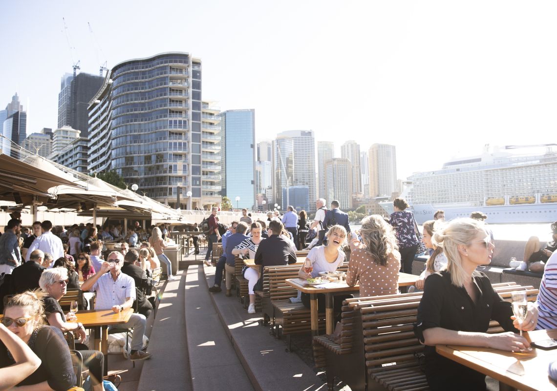 Opera Bar, Sydney Harbour People enjoying food and drinks with a view at Opera Bar, Sydney Harbour
