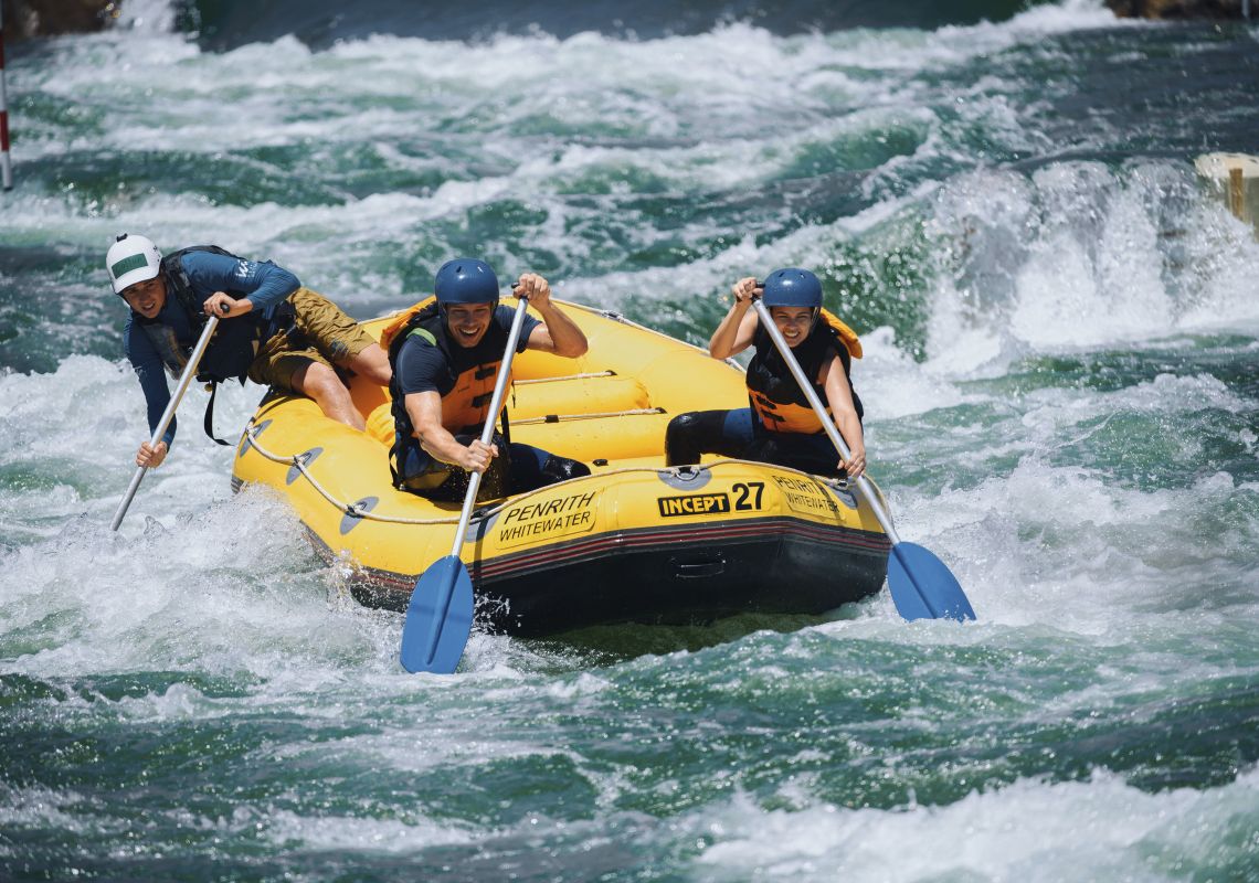 Penrith Whitewater Stadium, Penrith Couple enjoying a white water rafting experience at Penrith Whitewater Stadium in Sydney West