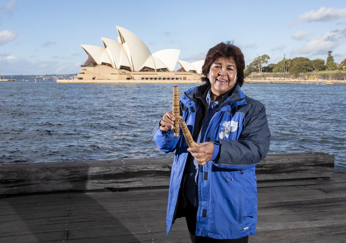 Dreamtime Southern X Tours, The Rocks Aboriginal tour guide Margret Campbell of Dreamtime Southern X in The Rocks, Sydney City