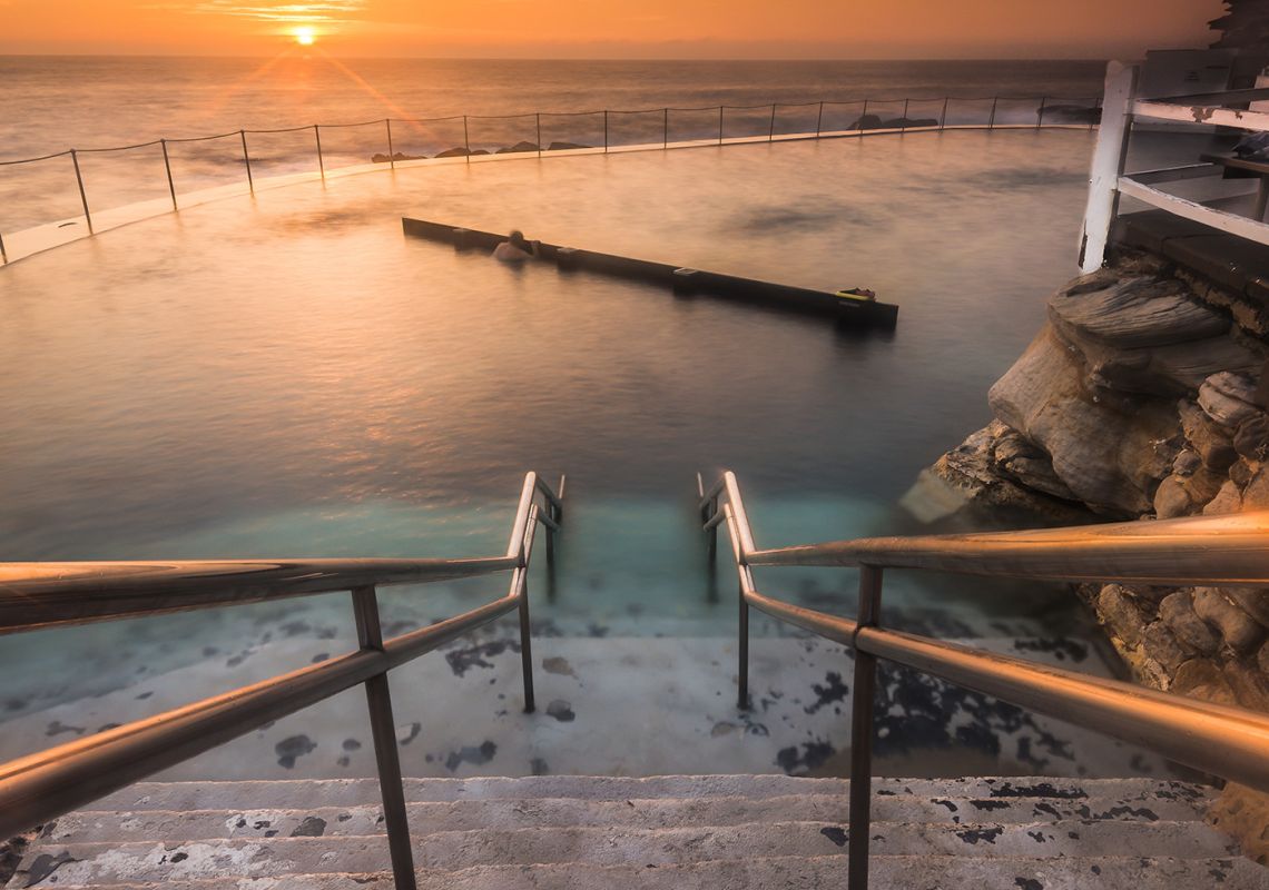 Bronte Baths, Bronte Sunrise over Bronte Baths in Bronte, Sydney East