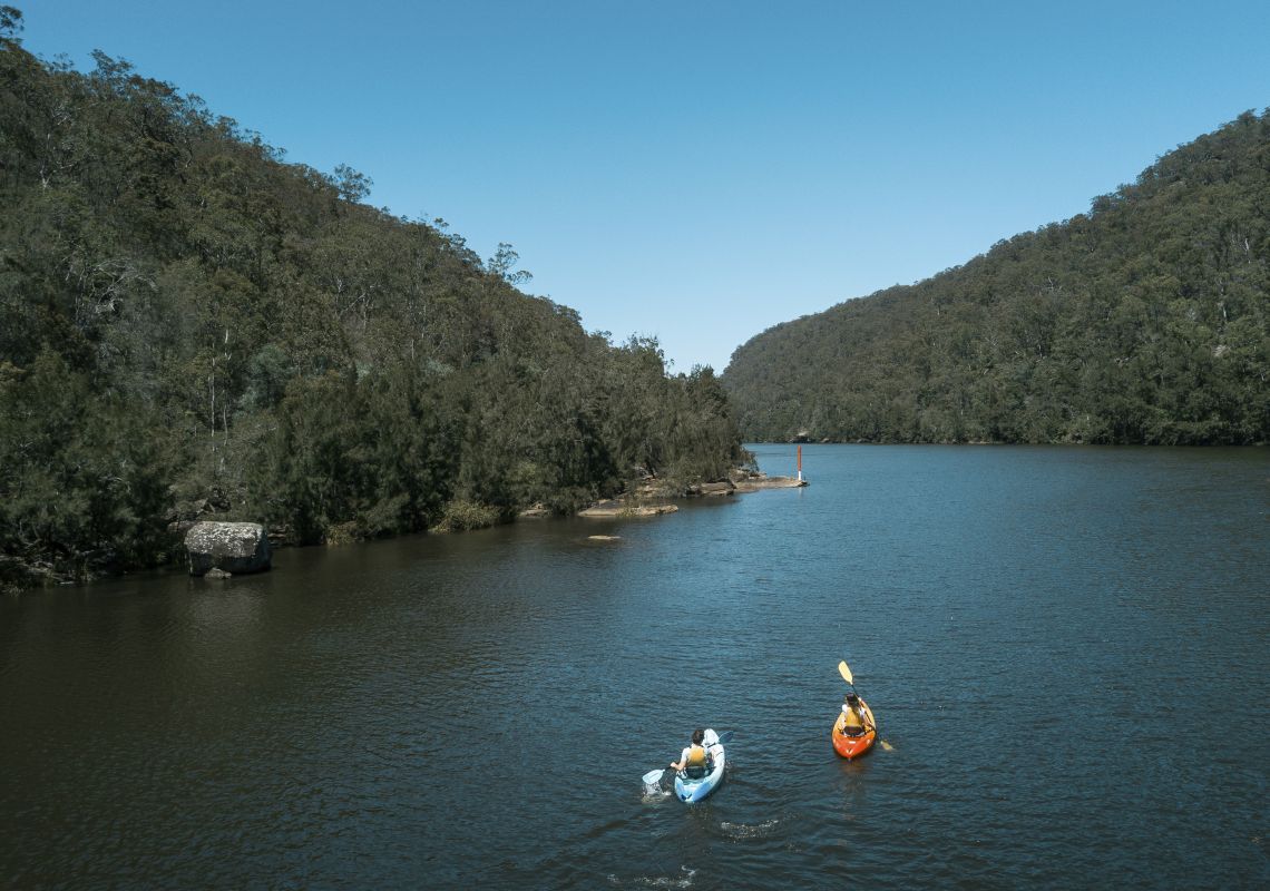 Kayaking, Hawkesbury River Kayaking on the Hawkesbury River in Hawkesbury, Sydney North