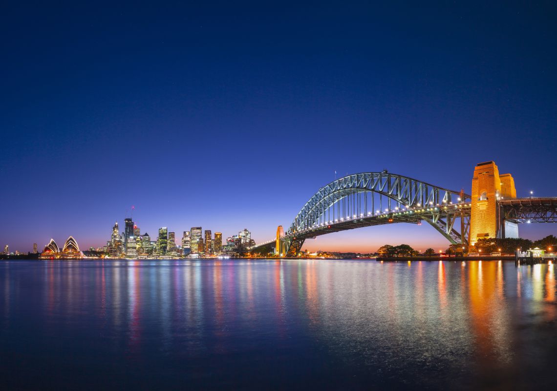 Sydney Harbour Bridge, Sydney Harbour Sydney Harbour skyline at dusk
