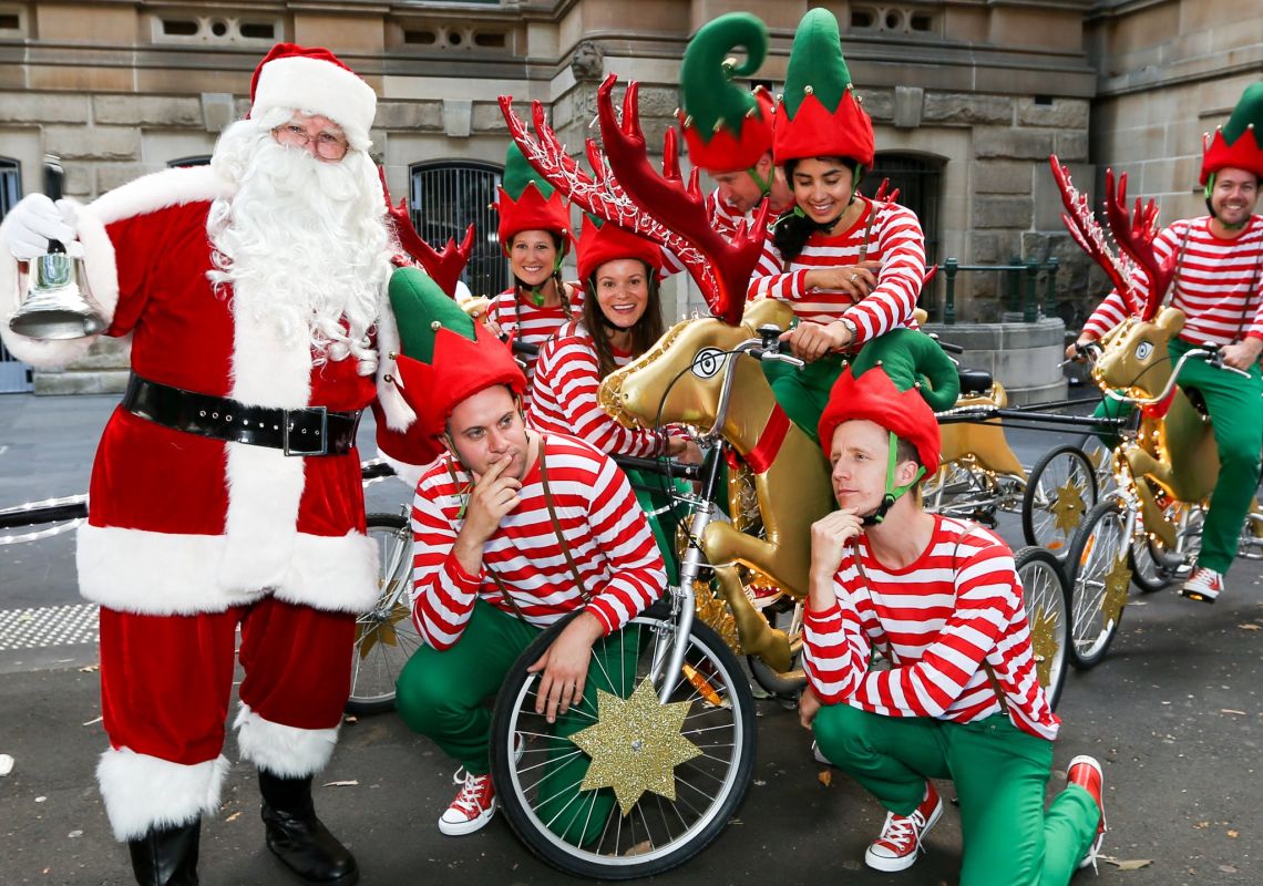 Santa and some elves, Sydney Santa and some elves in the city, Sydney