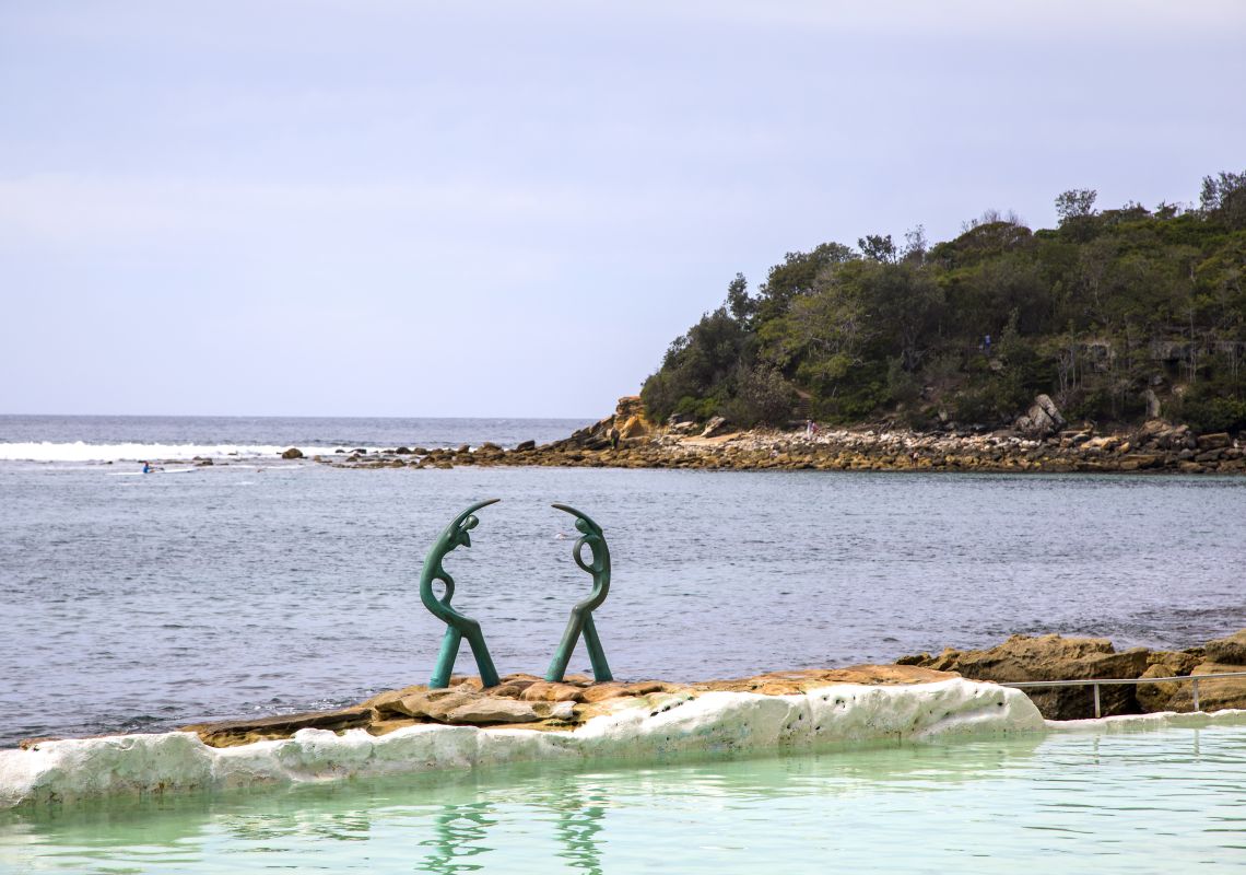 Fairy Bower Ocean Pool, Manly Helen Leete's Oceanides sculpture adorning the edge of Fairy Bower ocean pool in Manly