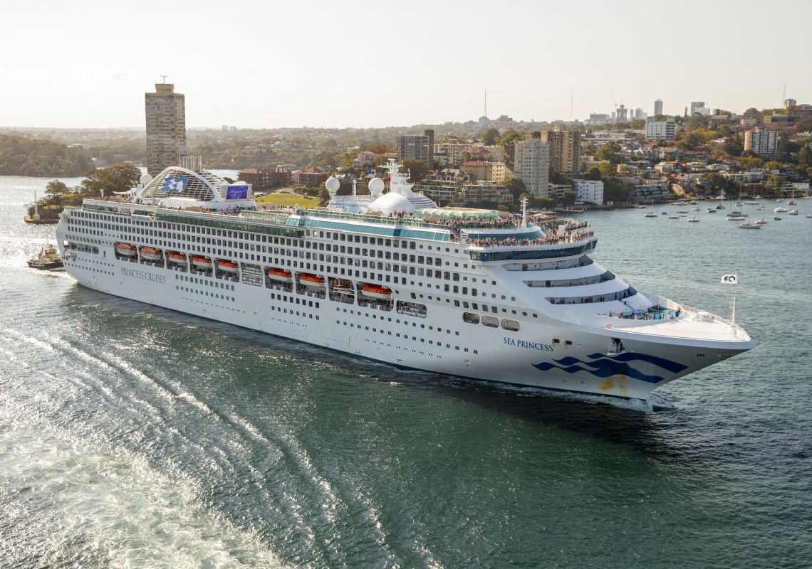The Sea Princess cruise, Sydney Harbour The Sea Princess cruise liner leaving Sydney Harbour, as viewed from atop the Sydney Harbour Bridge.