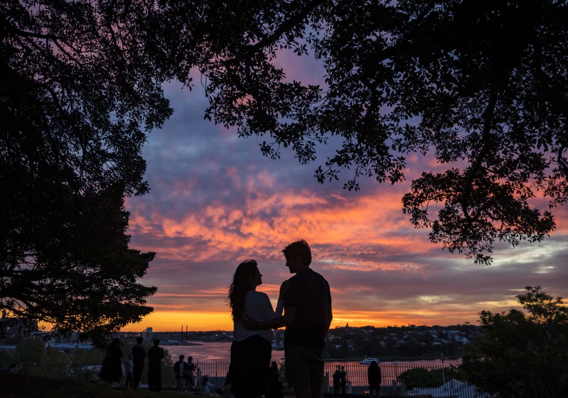 Couple enjoying the sunset from Observatory Hill, Millers Point