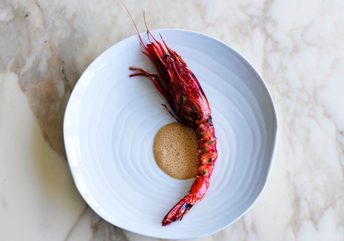 Ormeggio at The Spit, Mosman The red scarlet prawn with finger lime in Ormeggio at The Spit in Mosman, Sydney North