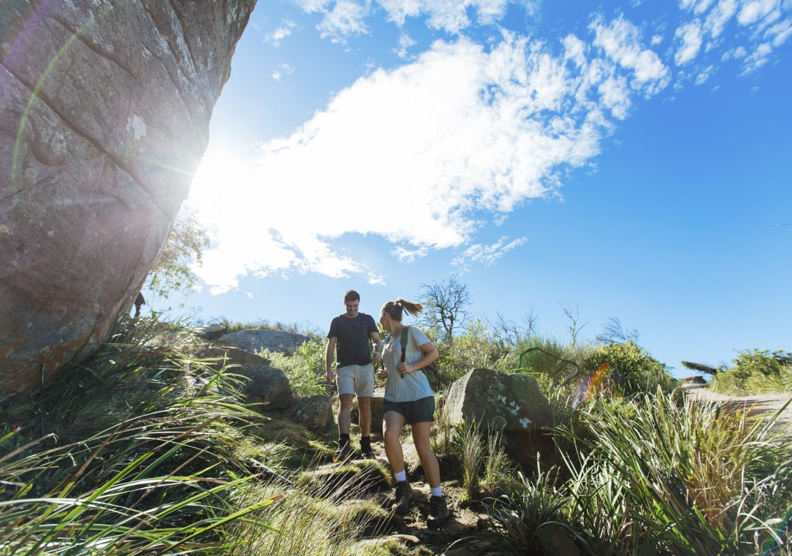 Barrenjoey Lighthouse Walk, Palm Beach Couple enjoying a scenic coastal hike on the Barrenjoey Lighthouse Walk in Palm Beach, Sydney