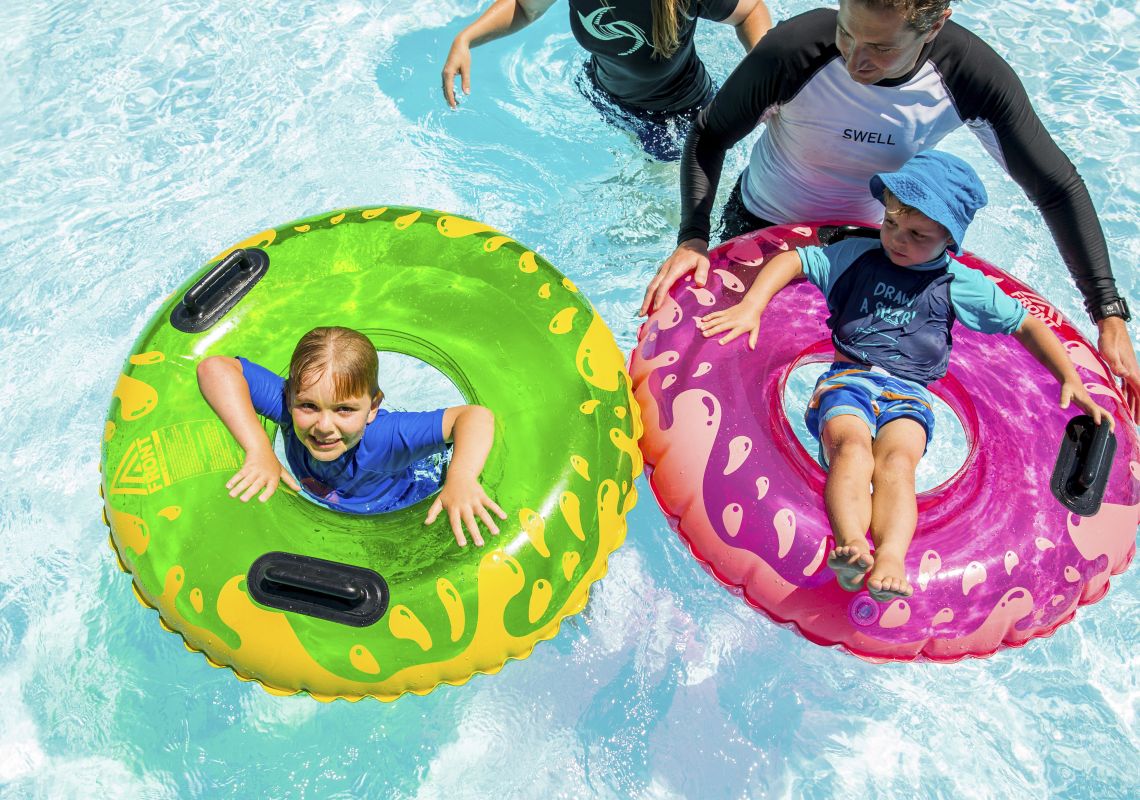 Raging Waters Sydney, Prospect Children enjoying a ride at Raging Waters Sydney, Prospect in Sydney's western suburbs