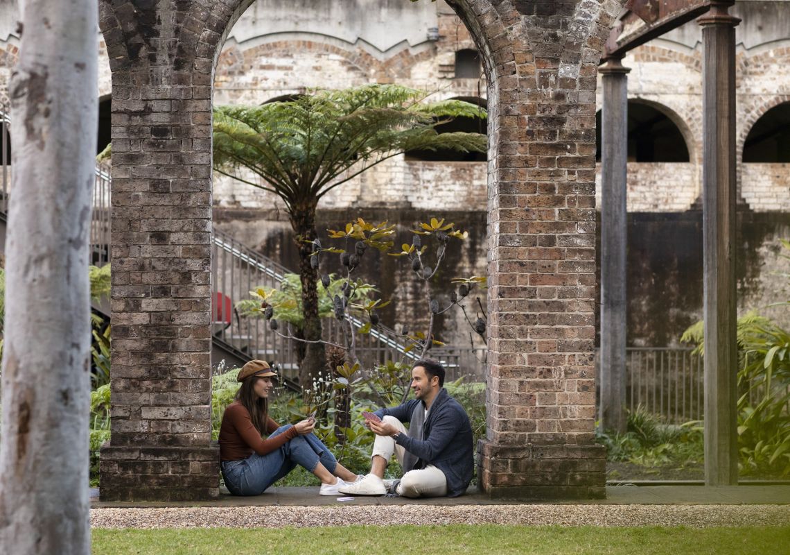 Paddington Reservoir Gardens, Paddington Couple relaxing in the heritage-listed award-winning Paddington Reservoir Gardens, Paddington