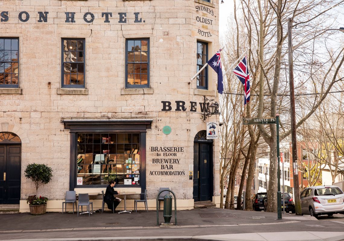 The Lord Nelson Brewery Hotel, Australia's oldest brewery hotel located in The Rocks, Sydney